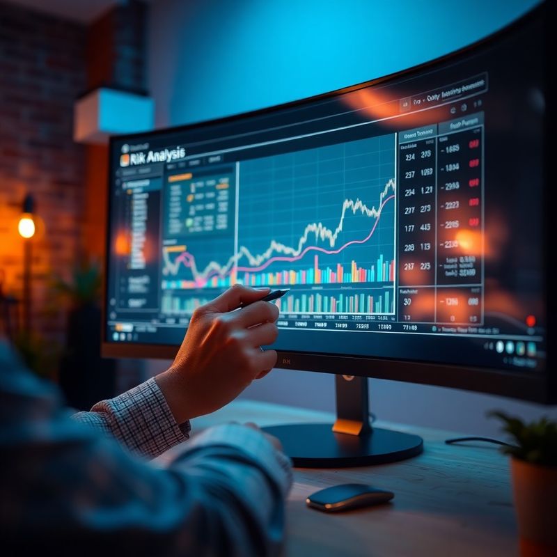 Analityk finansowy analizujący wykres ryzyka na monitorze